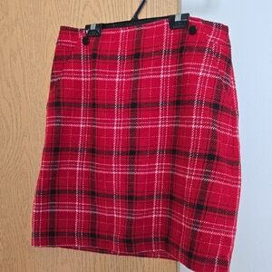 Talbots Red and Black Plaid Mini Skirt